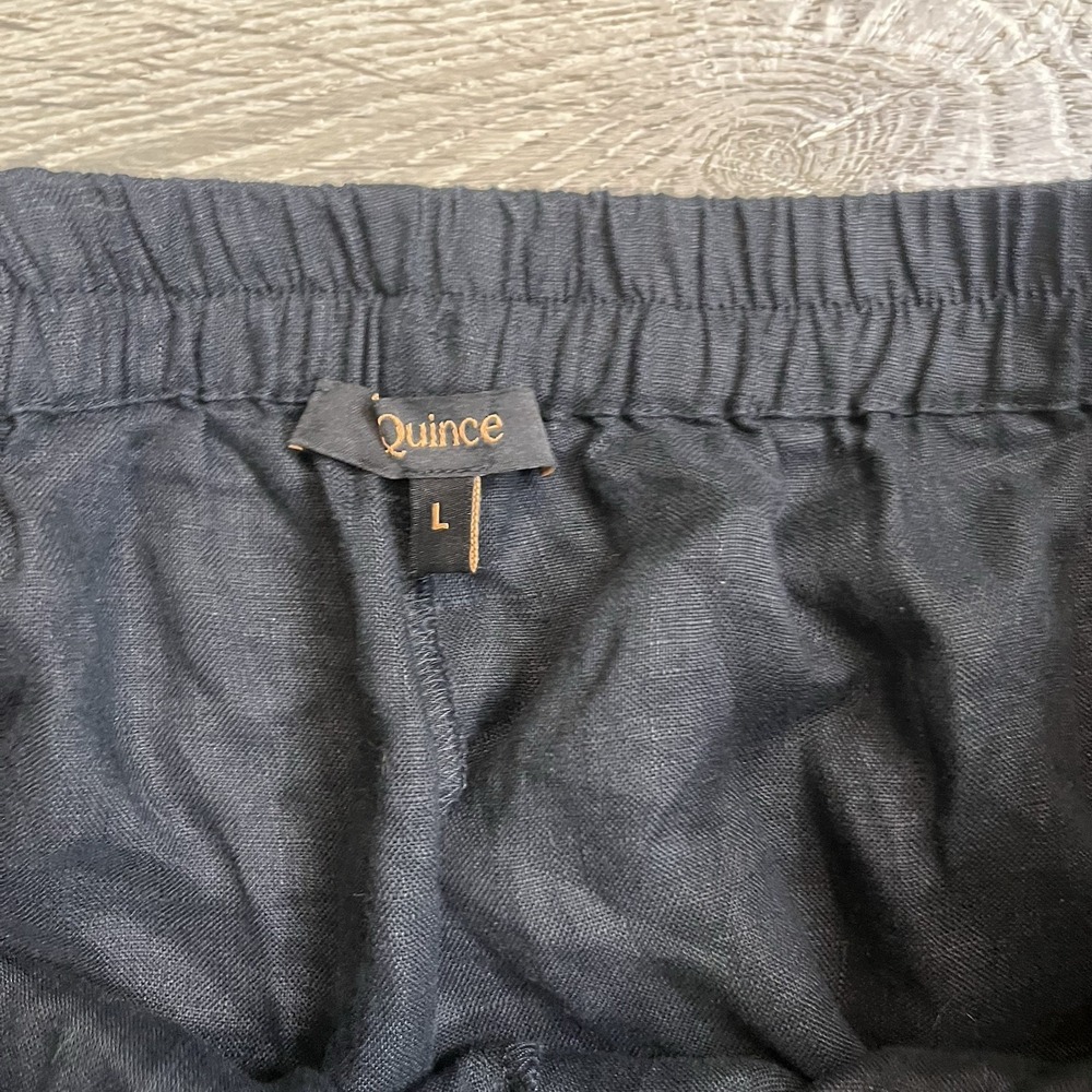 Quince Pajama Pants Womens Sz L Black 100% European Linen 34x29.5 - Picture 2 of 4